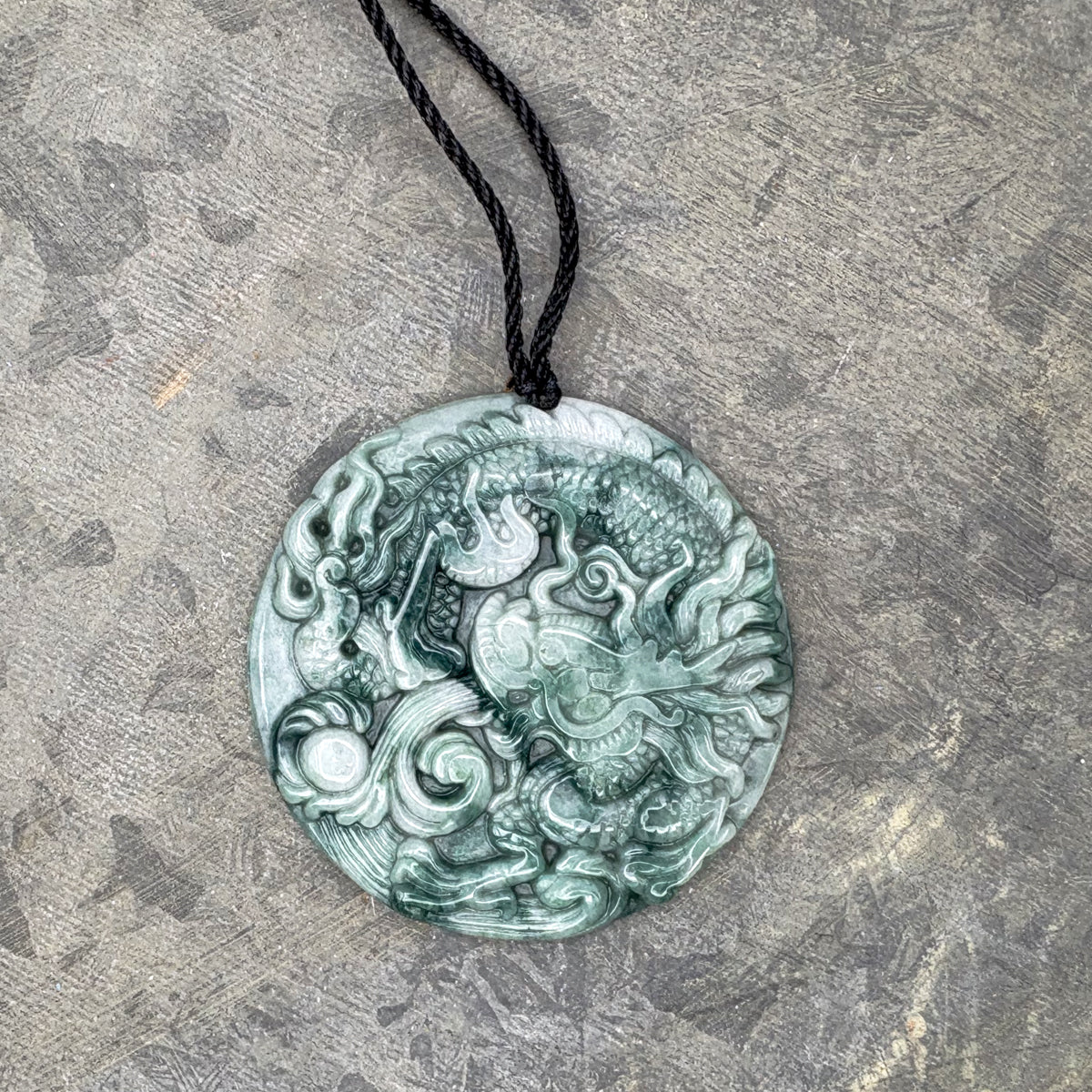 Certified Green Natural Type A Jade Jadeite Carved Dragon Bead Pendant - Image 5