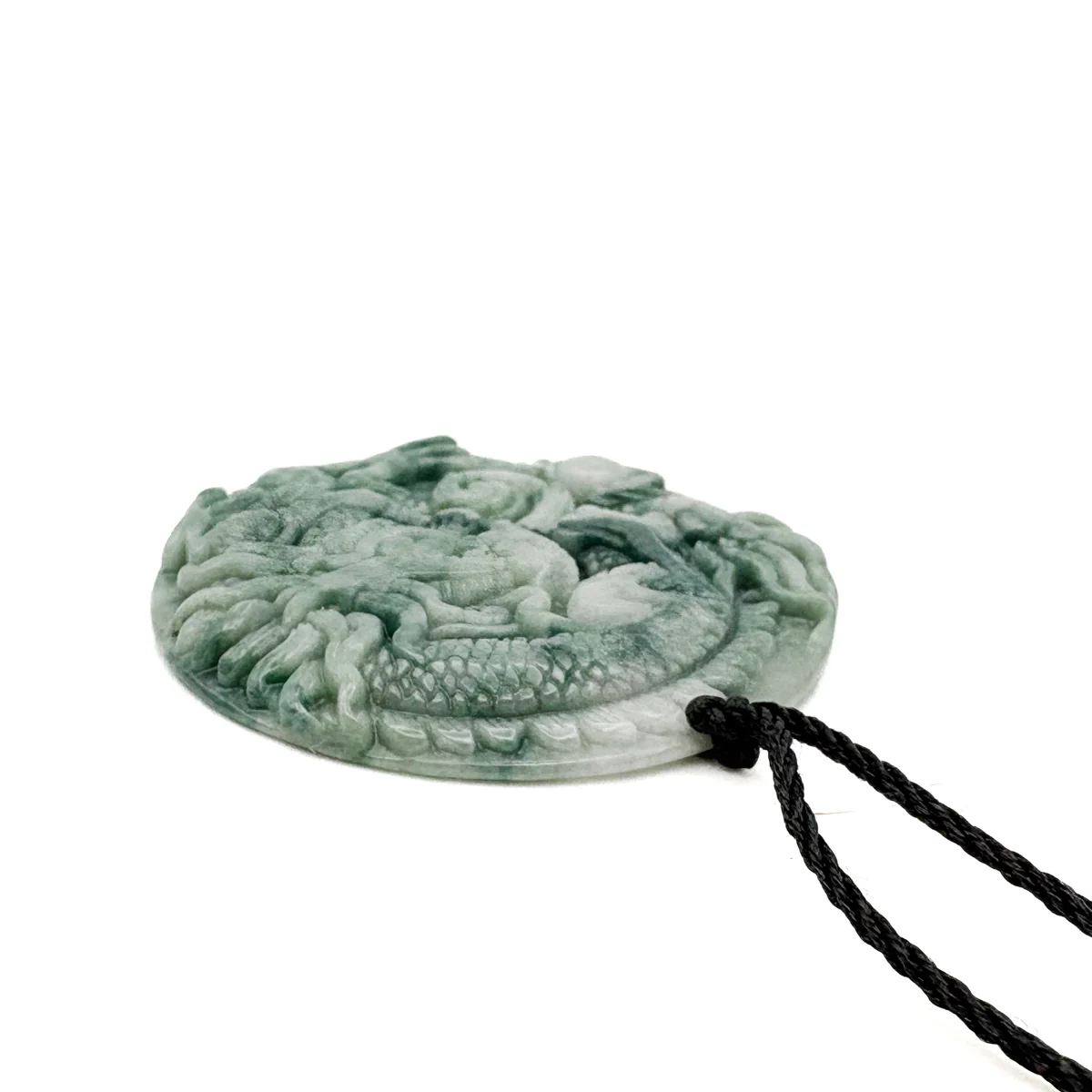 Certified Green Natural Type A Jade Jadeite Carved Dragon Bead Pendant - Image 6