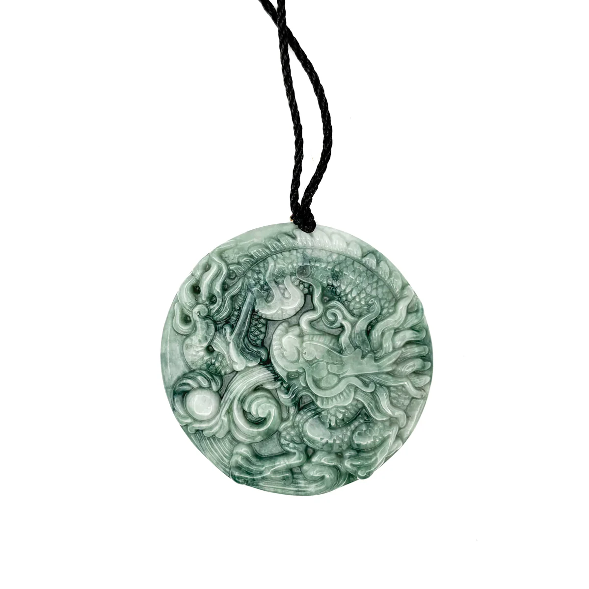 Certified Green Natural Type A Jade Jadeite Carved Dragon Bead Pendant - Image 8
