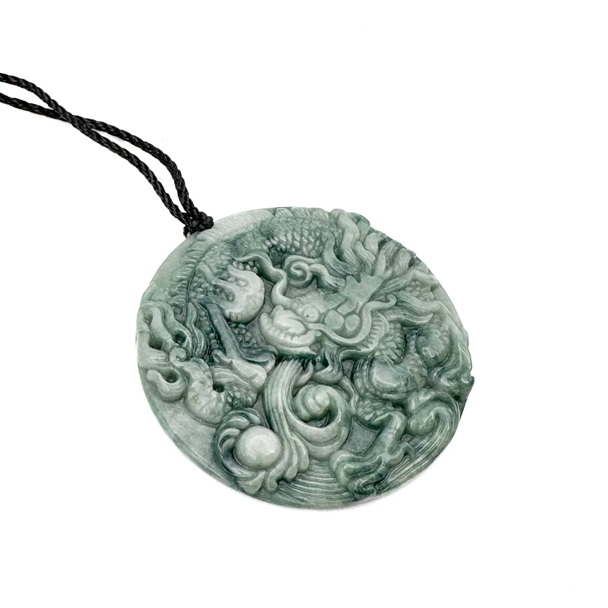 Certified Green Natural Type A Jade Jadeite Carved Dragon Bead Pendant - Image 9