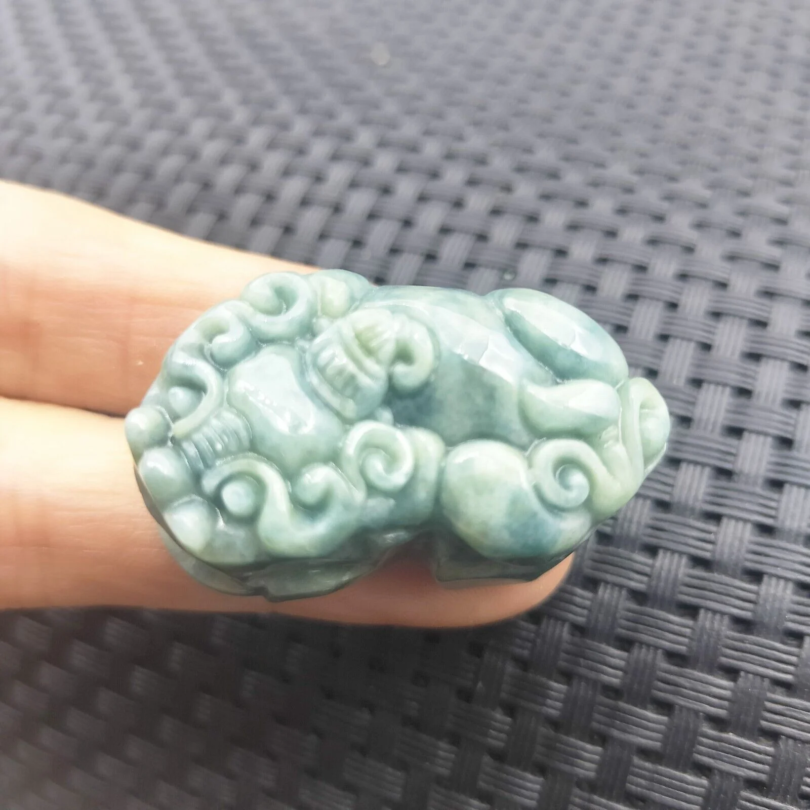 Certified Green Natural Type A Jade Jadeite Carved Dragon Pi Xiu Coin Pendant - Image 3