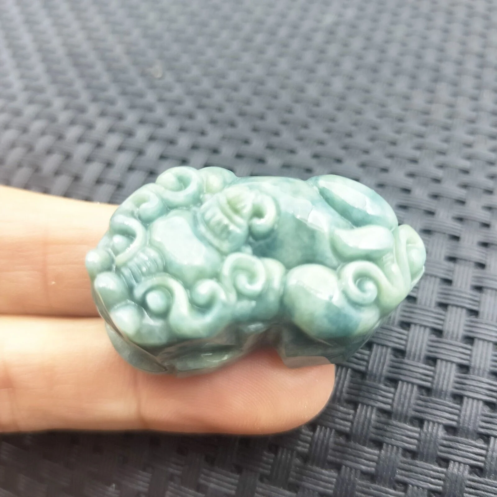 Certified Green Natural Type A Jade Jadeite Carved Dragon Pi Xiu Coin Pendant - Image 4