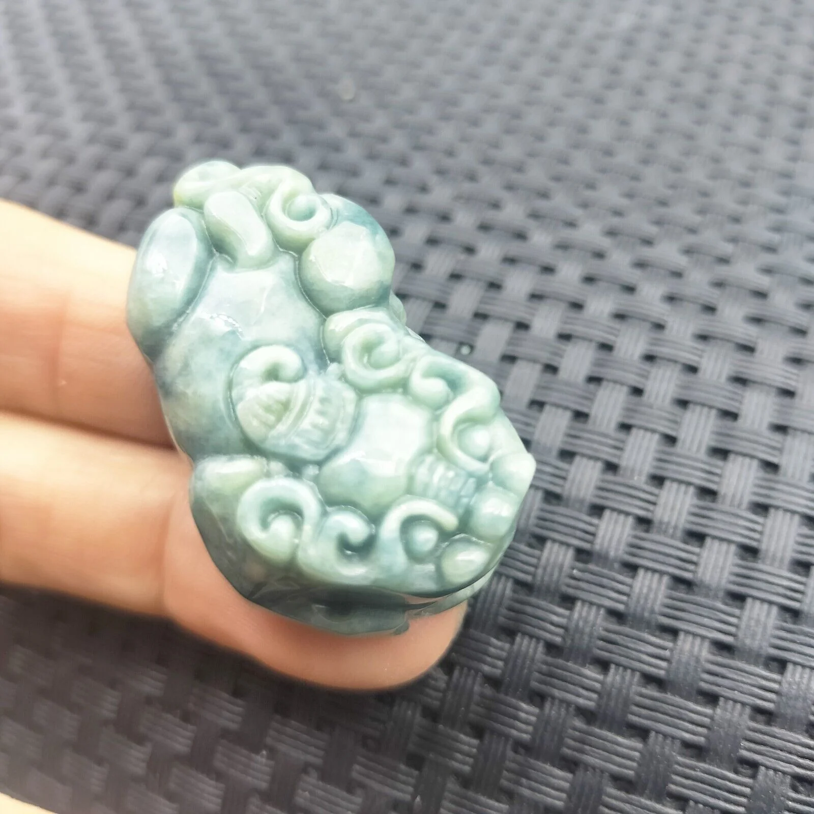 Certified Green Natural Type A Jade Jadeite Carved Dragon Pi Xiu Coin Pendant - Image 5