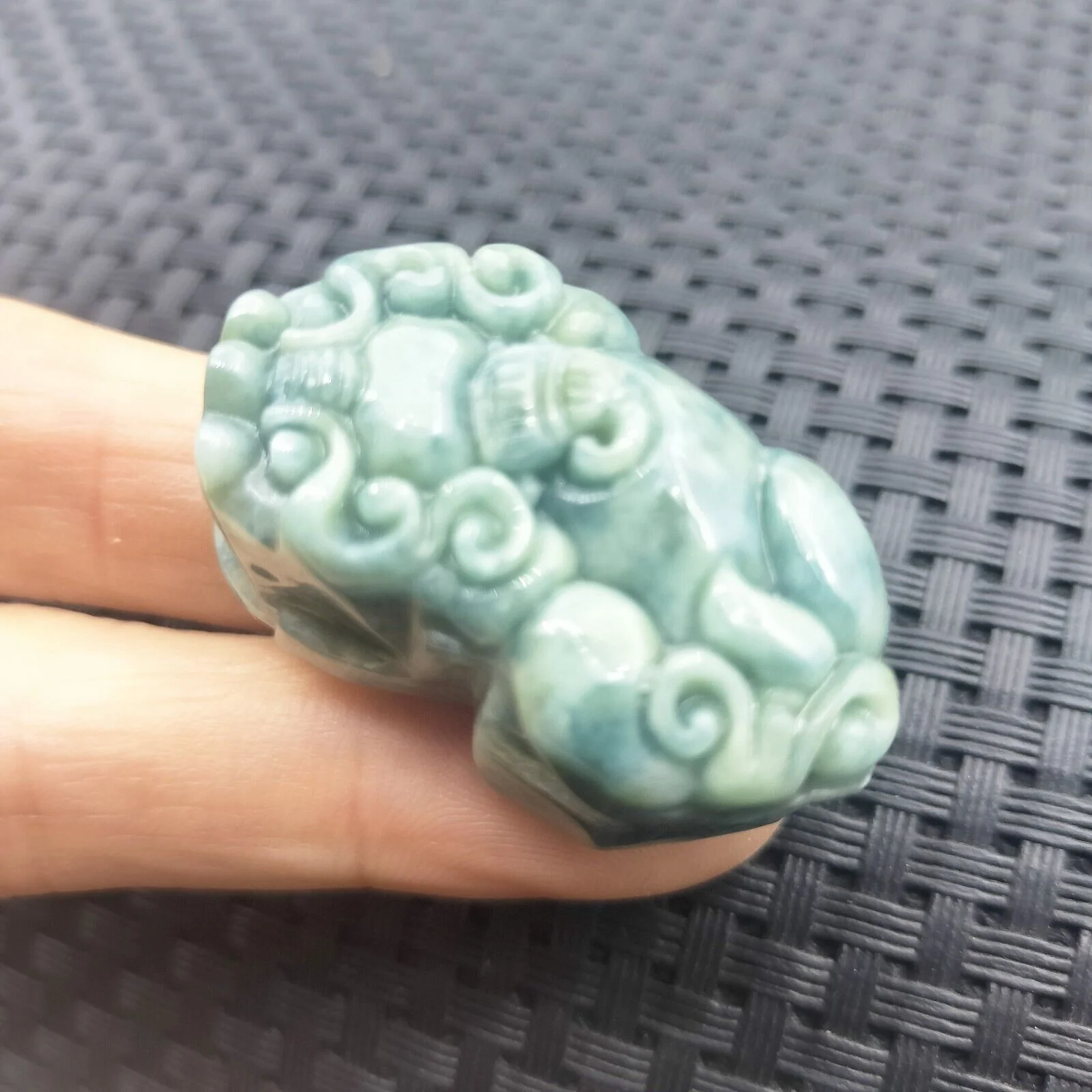 Certified Green Natural Type A Jade Jadeite Carved Dragon Pi Xiu Coin Pendant - Image 6