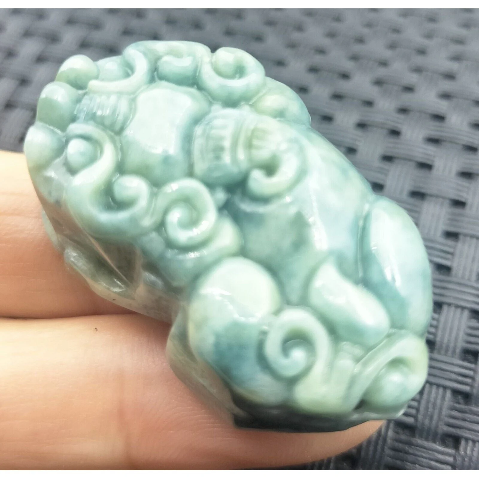 Certified Green Natural Type A Jade Jadeite Carved Dragon Pi Xiu Coin Pendant - Image 7