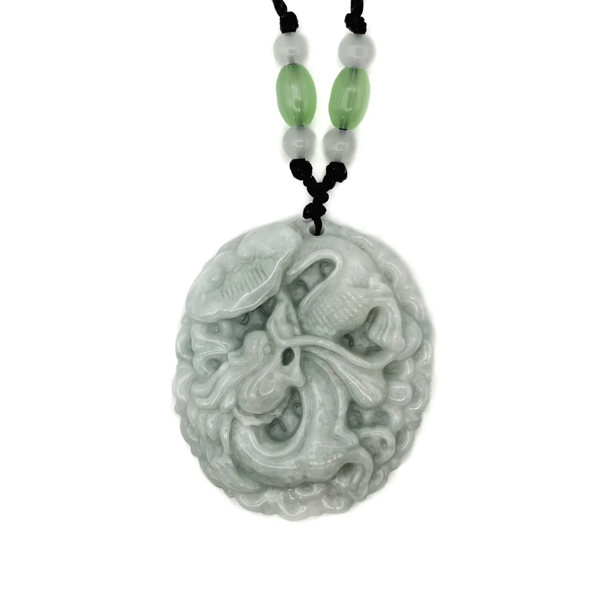 Certified Green Natural Type A Jade Jadeite Carved Dragon Ruyi Pendant - Image 2