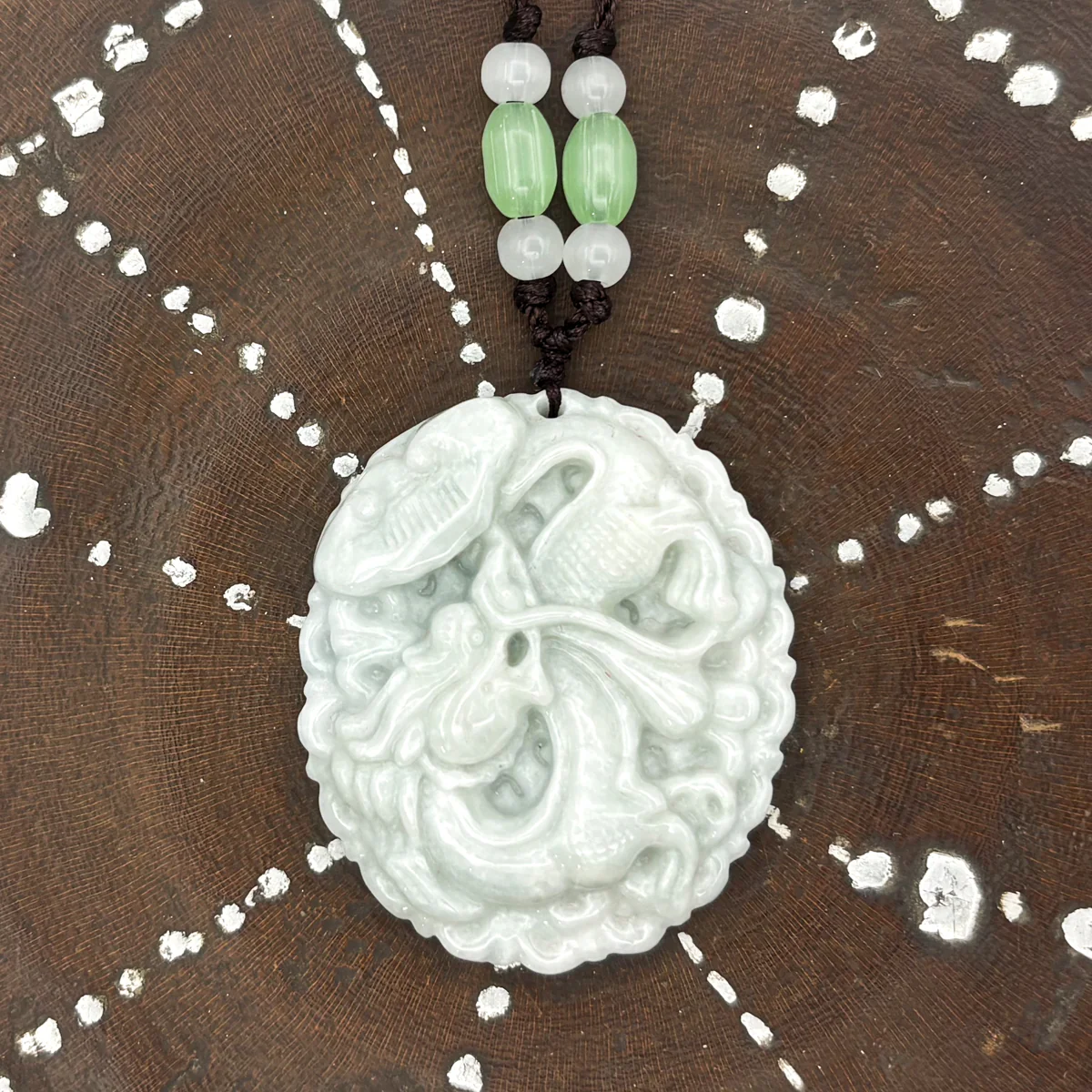 Certified Green Natural Type A Jade Jadeite Carved Dragon Ruyi Pendant - Image 5
