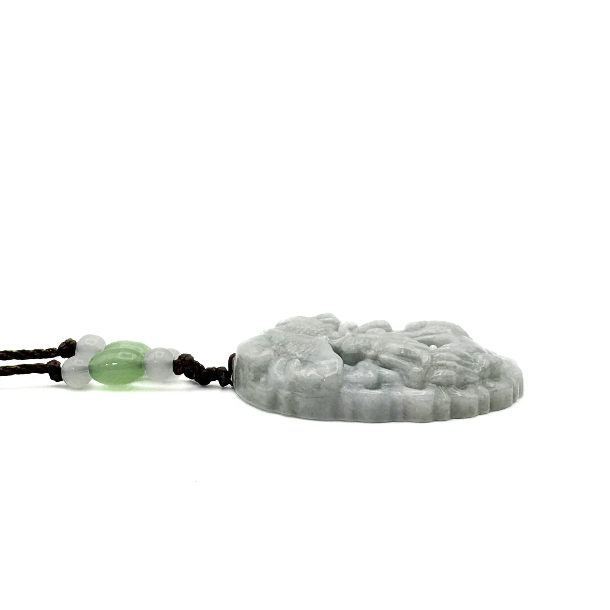 Certified Green Natural Type A Jade Jadeite Carved Dragon Ruyi Pendant - Image 6