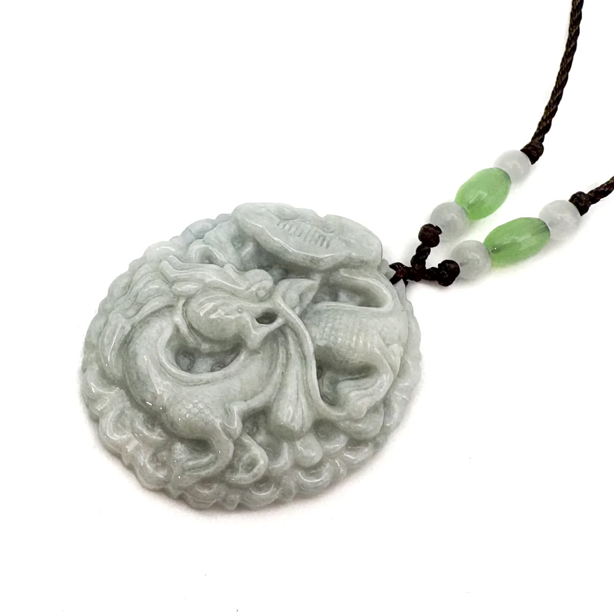 Certified Green Natural Type A Jade Jadeite Carved Dragon Ruyi Pendant - Image 7