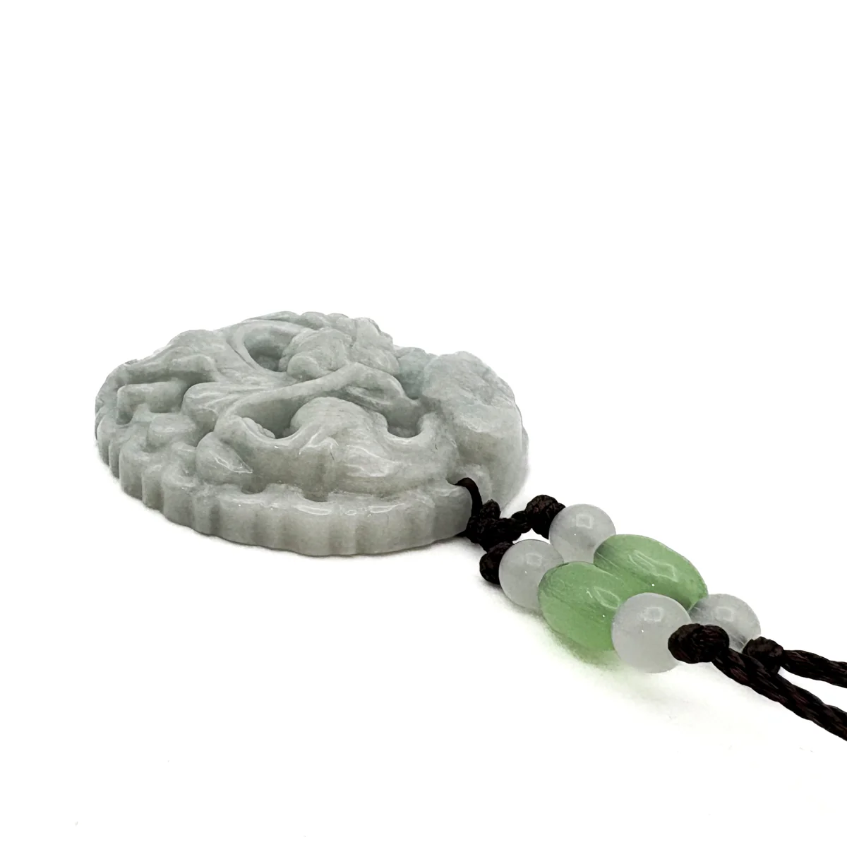 Certified Green Natural Type A Jade Jadeite Carved Dragon Ruyi Pendant - Image 8