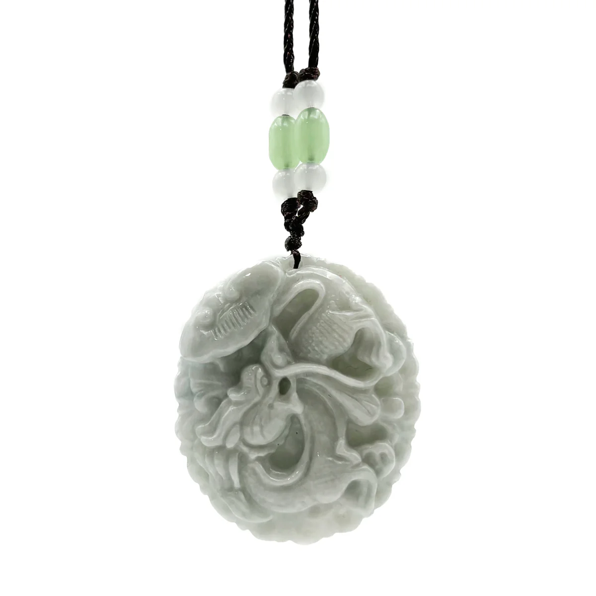 Certified Green Natural Type A Jade Jadeite Carved Dragon Ruyi Pendant - Image 9