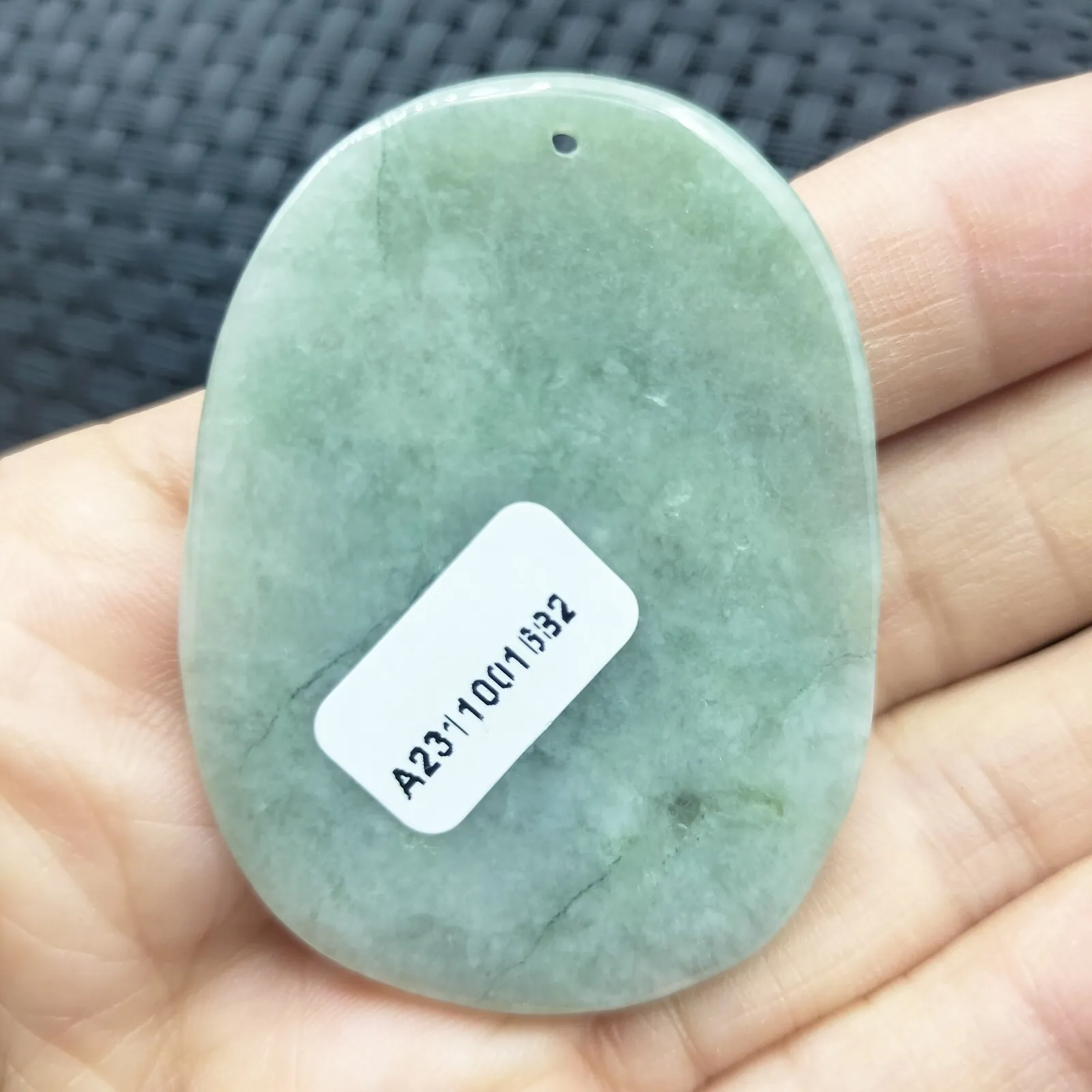 Certified Green Natural Type A Jade Jadeite Carved Happy Buddha God Ruyi Pendant - Image 3