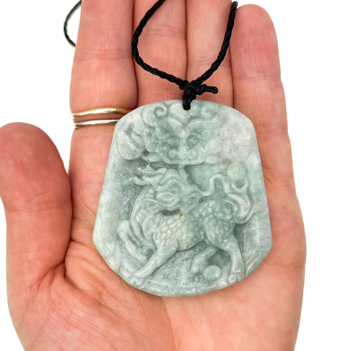 Certified Green Natural Type A Jade Jadeite Carved Kylin Dragon Head Pendant - Image 10