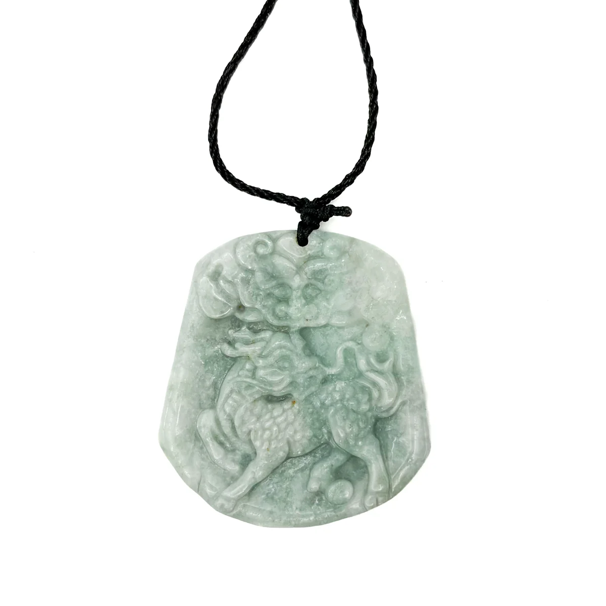 Certified Green Natural Type A Jade Jadeite Carved Kylin Dragon Head Pendant - Image 2