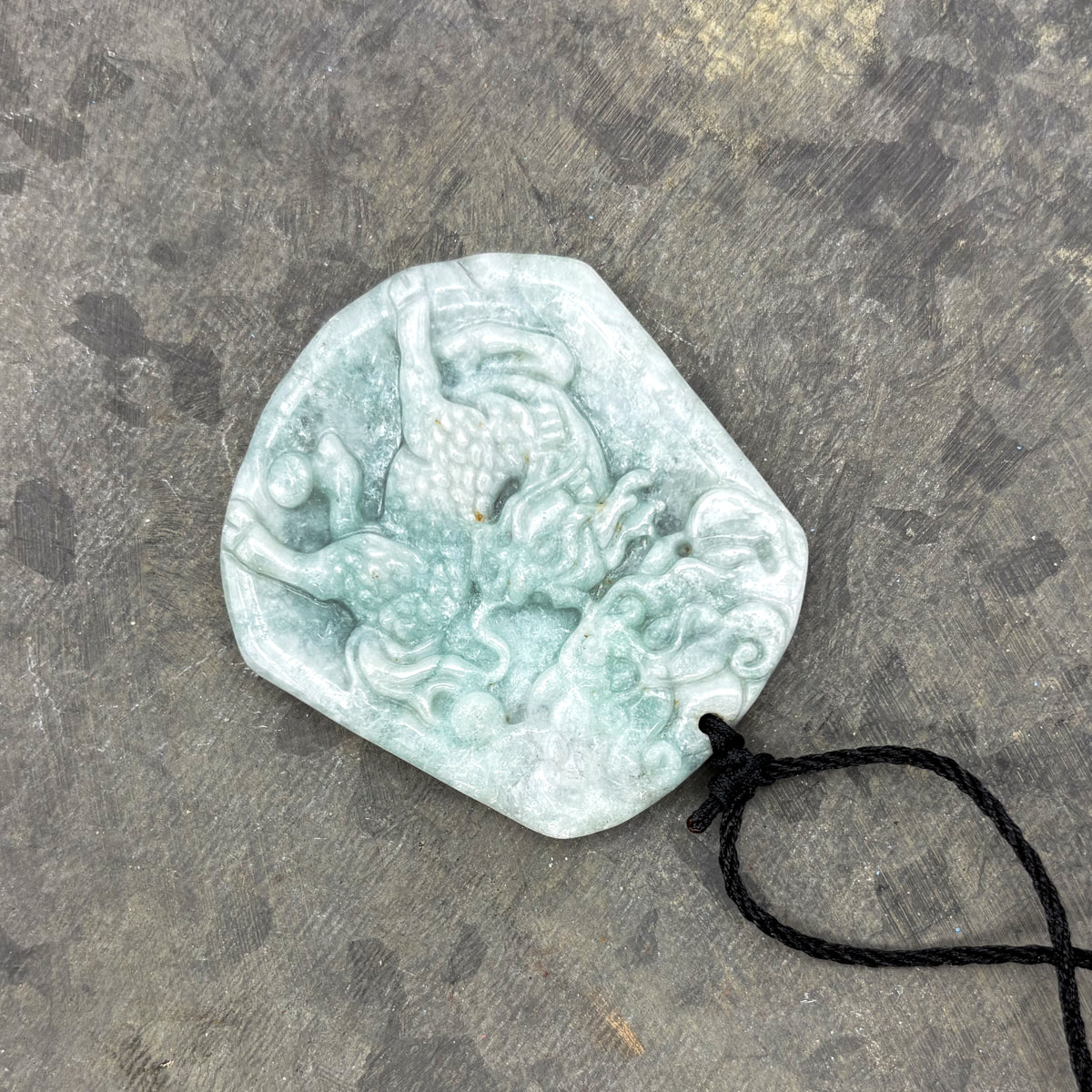 Certified Green Natural Type A Jade Jadeite Carved Kylin Dragon Head Pendant - Image 3