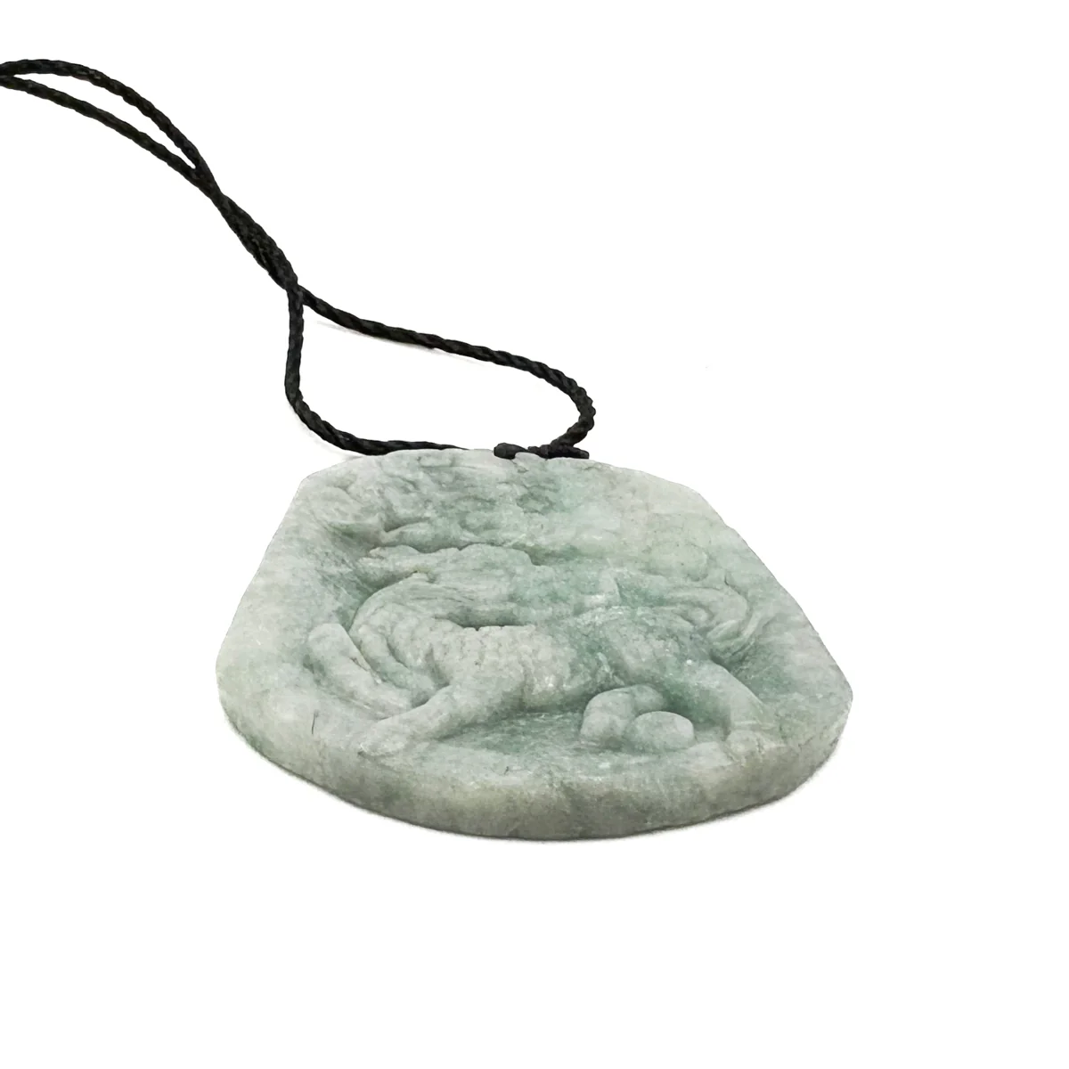 Certified Green Natural Type A Jade Jadeite Carved Kylin Dragon Head Pendant - Image 4