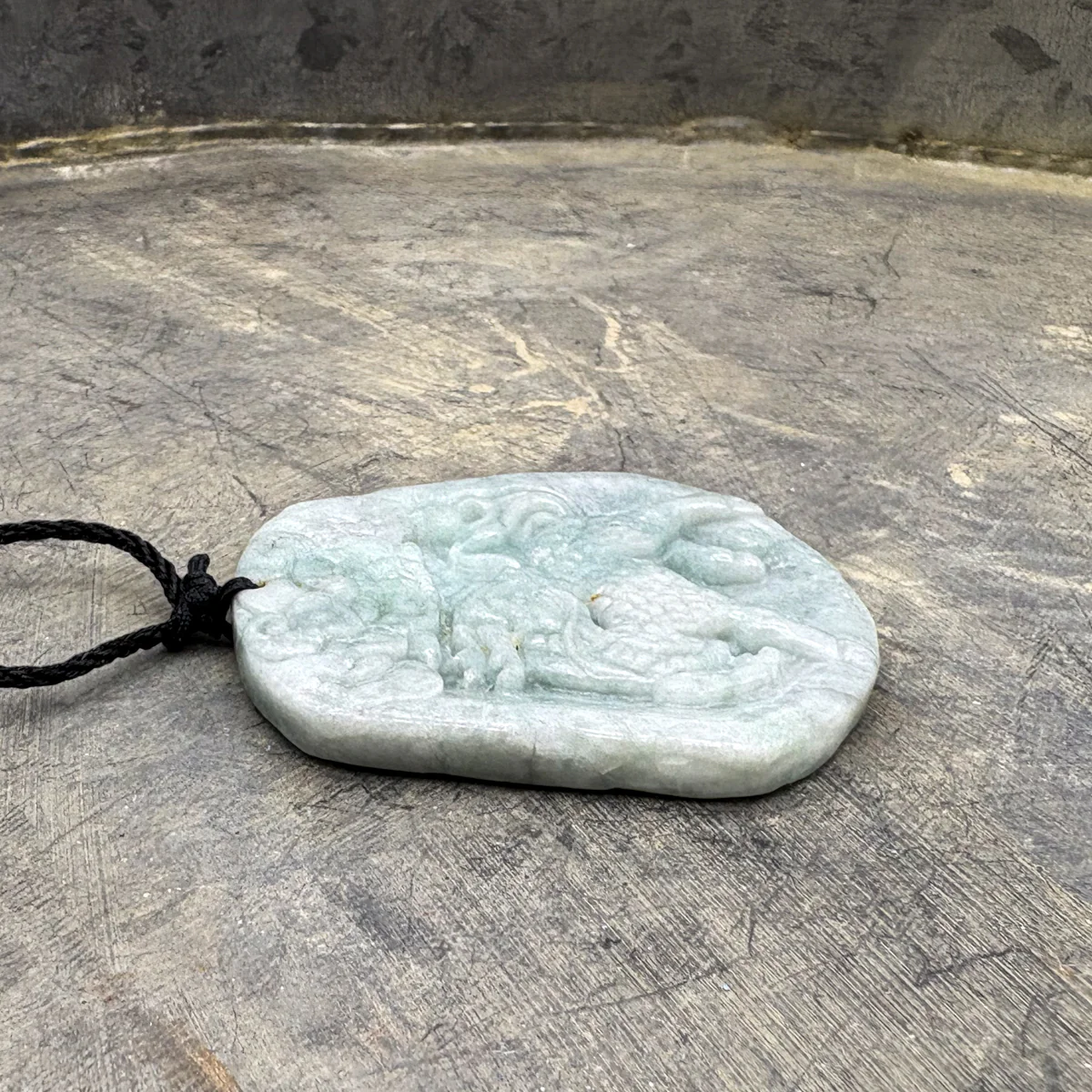 Certified Green Natural Type A Jade Jadeite Carved Kylin Dragon Head Pendant - Image 6