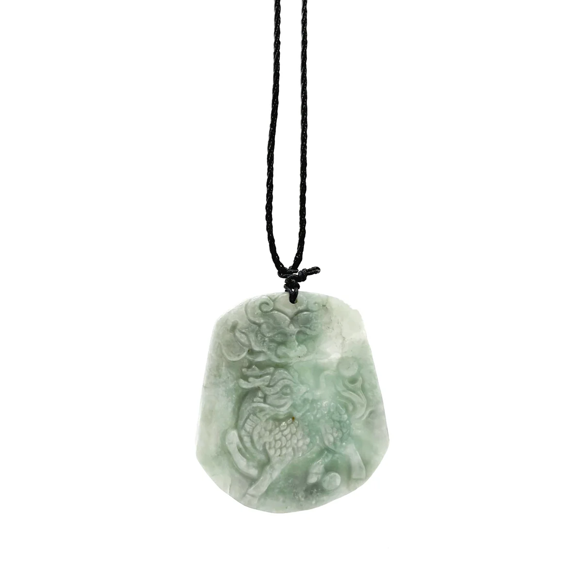 Certified Green Natural Type A Jade Jadeite Carved Kylin Dragon Head Pendant - Image 7
