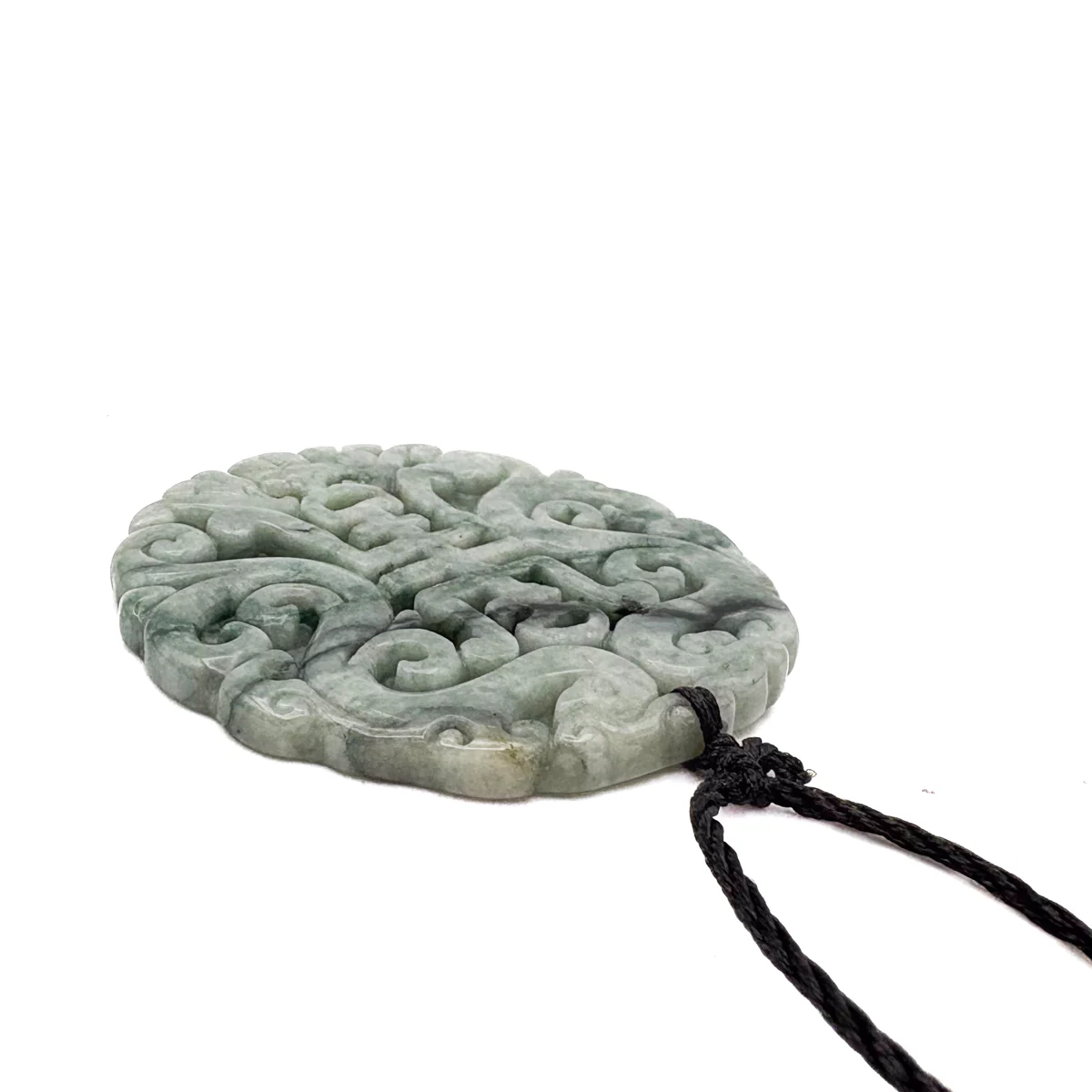 Certified Green Natural Type A Jade Jadeite Carved Longevity Bat Dragon Pendant - Image 3
