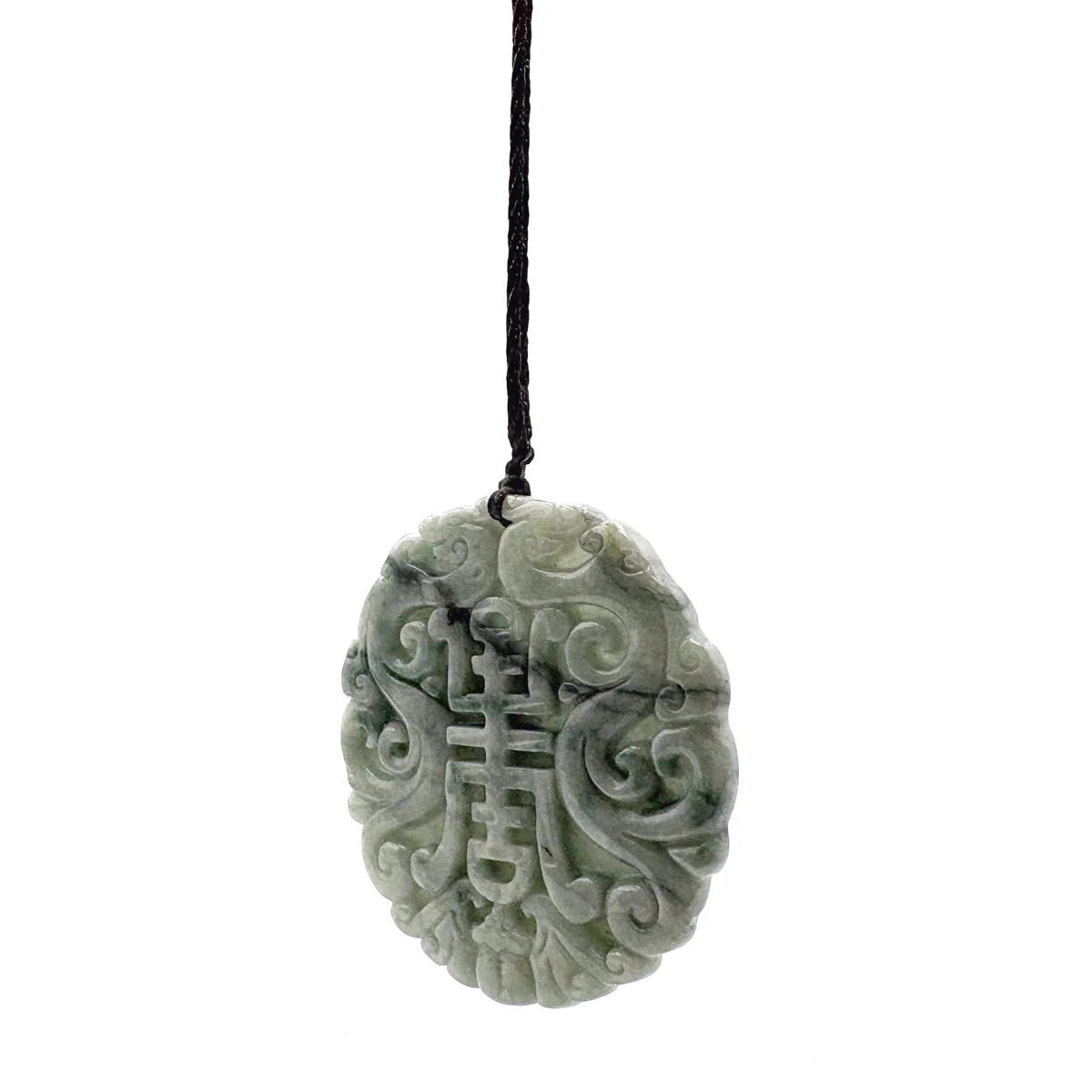 Certified Green Natural Type A Jade Jadeite Carved Longevity Bat Dragon Pendant - Image 7