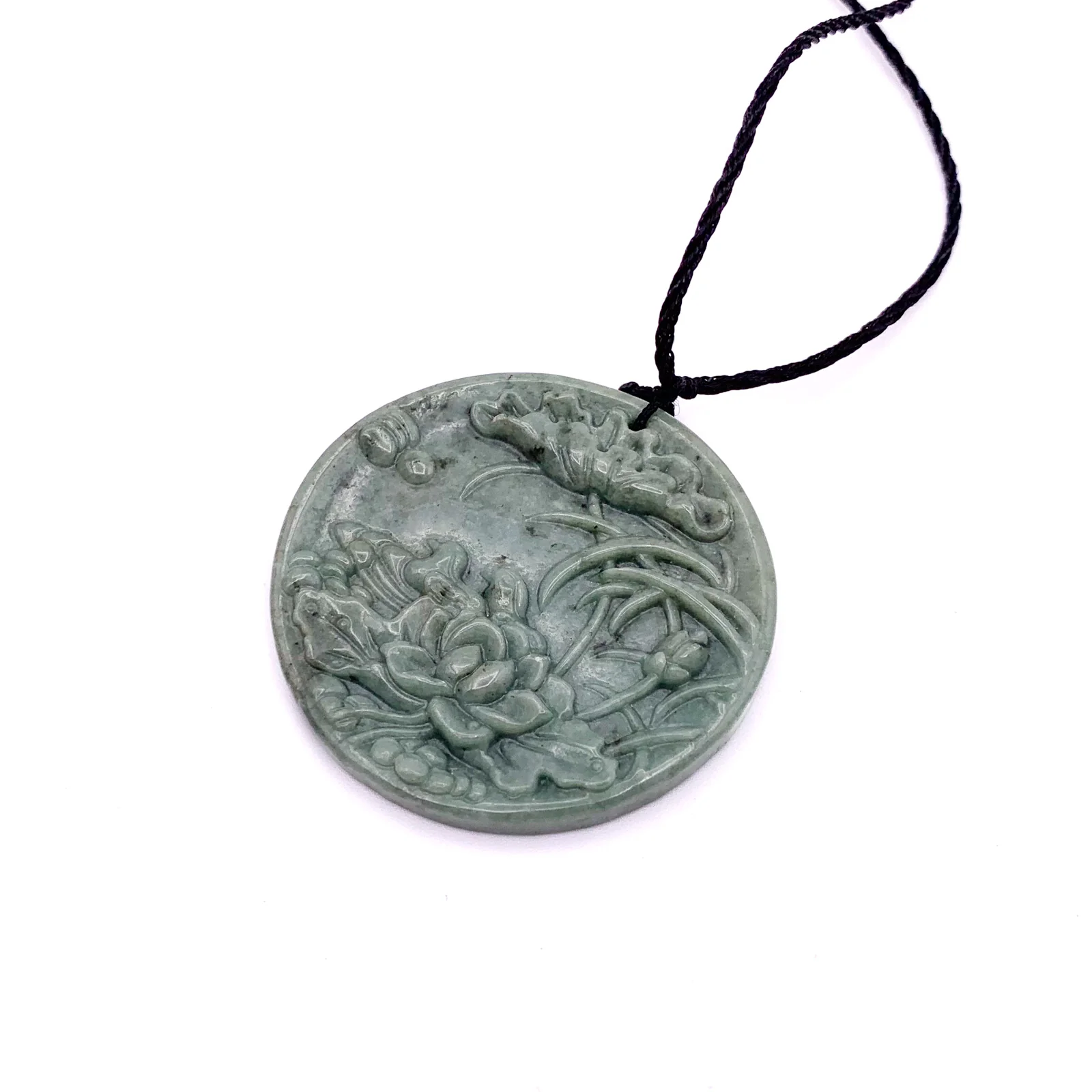 Certified Green Natural Type A Jade Jadeite Carved Mandarin Duck Lotus Pendant Necklace - Image 5