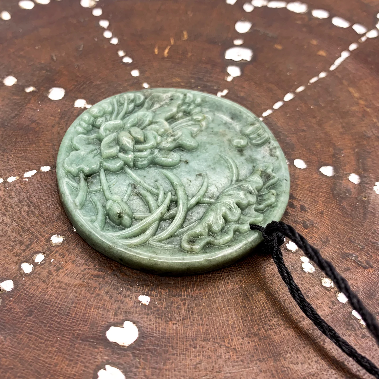 Certified Green Natural Type A Jade Jadeite Carved Mandarin Duck Lotus Pendant Necklace - Image 6