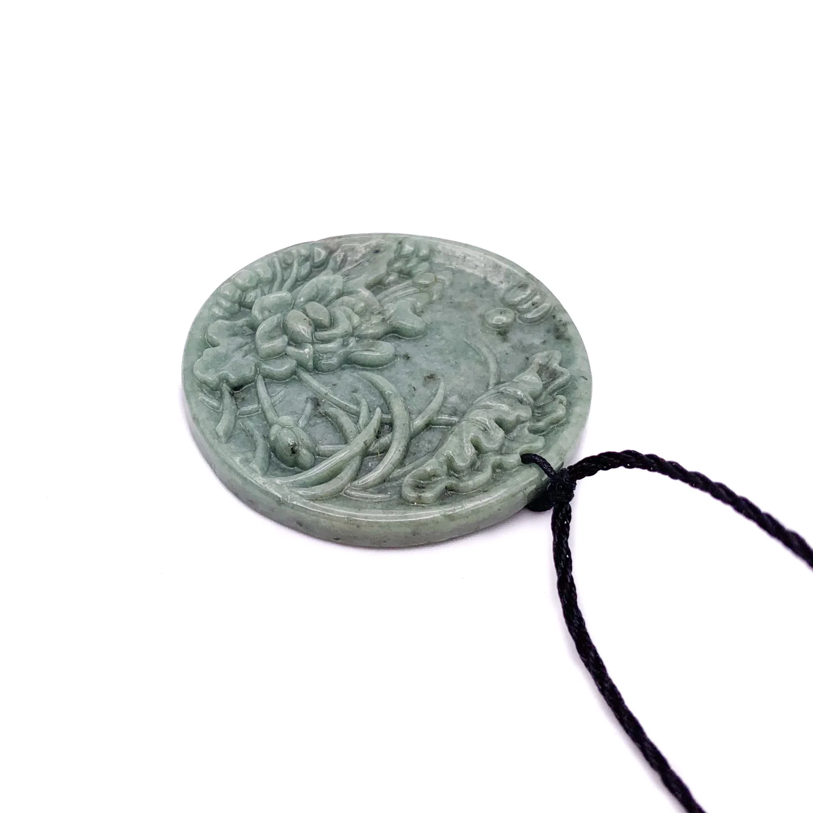 Certified Green Natural Type A Jade Jadeite Carved Mandarin Duck Lotus Pendant Necklace - Image 7