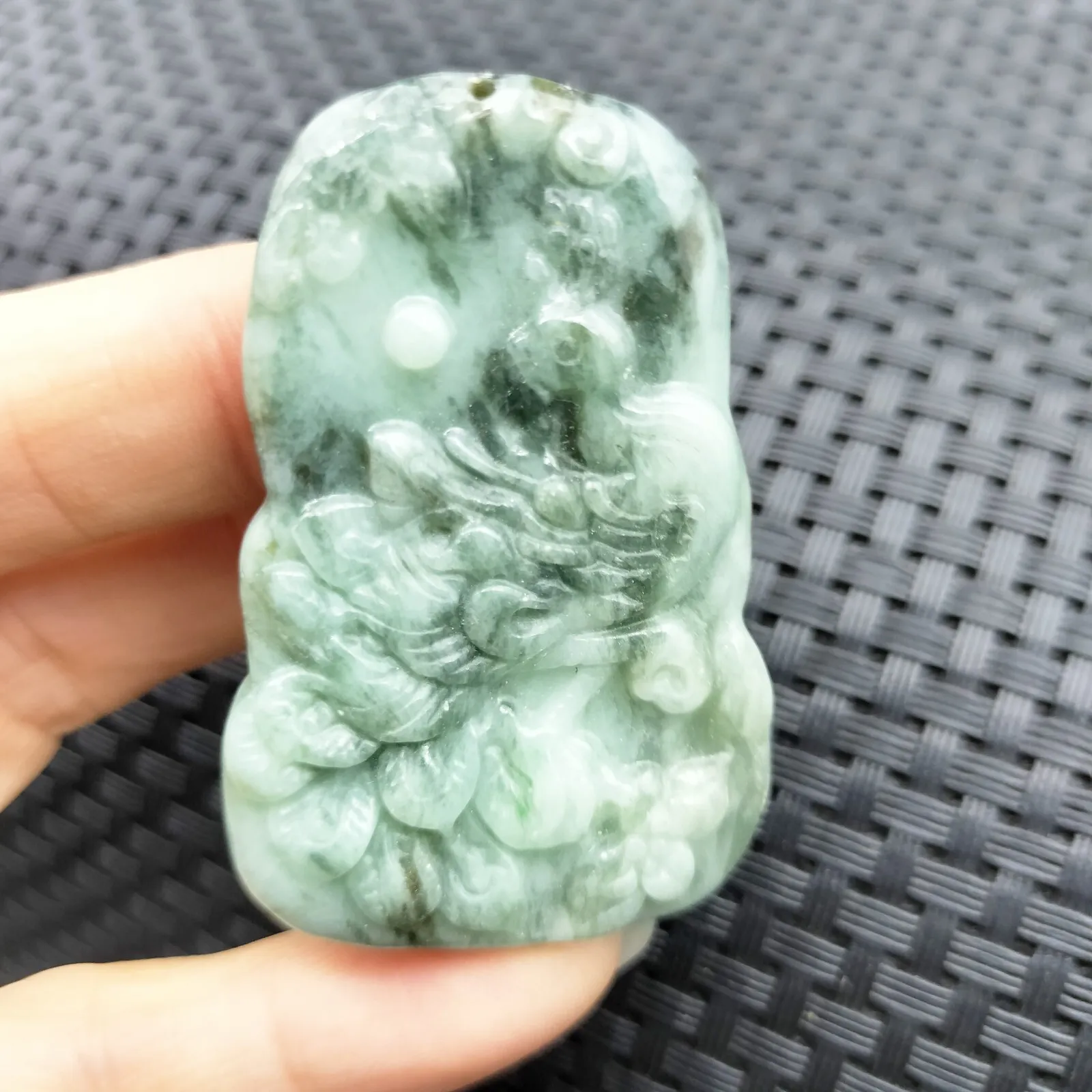 Certified Green Natural Type A Jade Jadeite Carved Peacock Pendant - Image 4