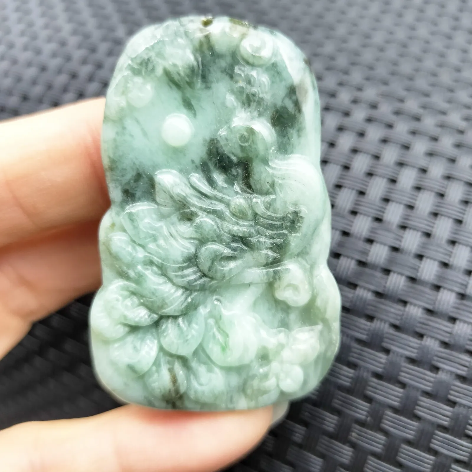Certified Green Natural Type A Jade Jadeite Carved Peacock Pendant - Image 5