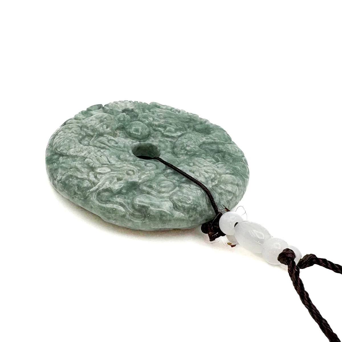 Certified Green Natural Type A Jade Jadeite Pendant Nine Dragons Circle Donut - Image 10