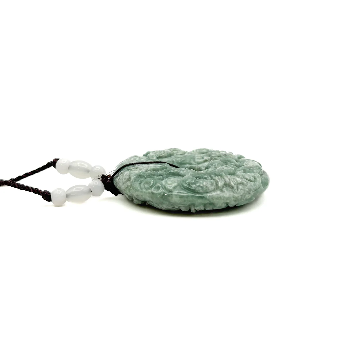 Certified Green Natural Type A Jade Jadeite Pendant Nine Dragons Circle Donut - Image 11
