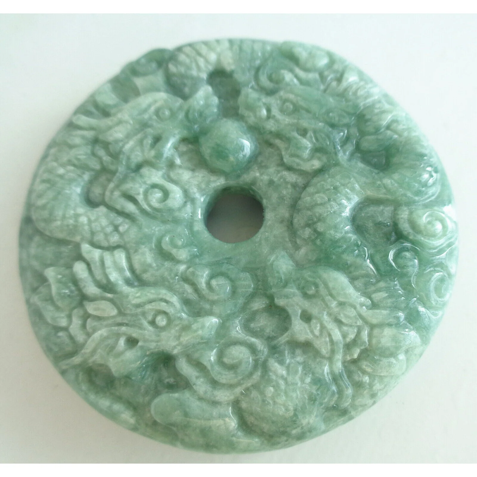 Certified Green Natural Type A Jade Jadeite Pendant Nine Dragons Circle Donut - Image 14