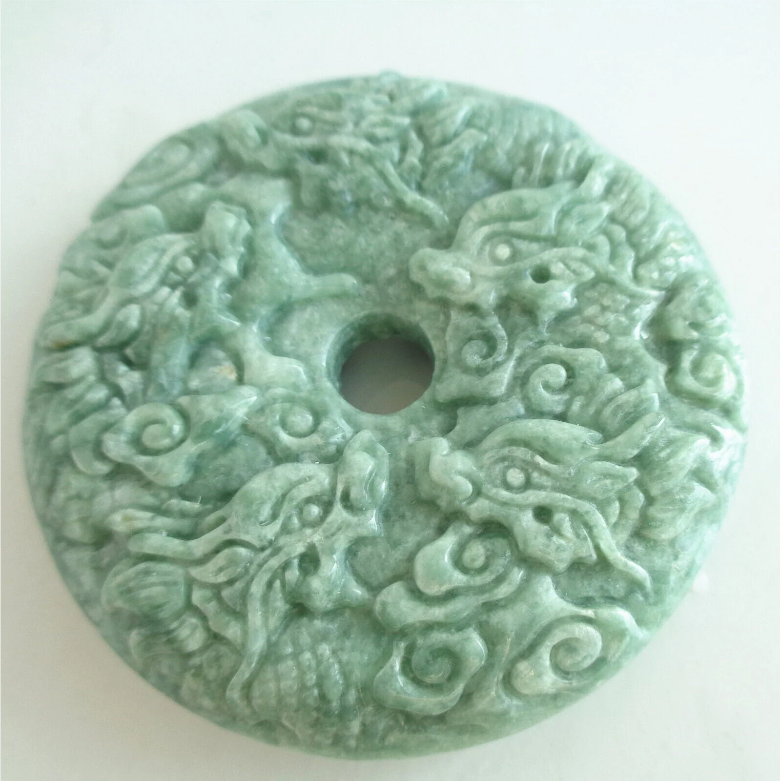 Certified Green Natural Type A Jade Jadeite Pendant Nine Dragons Circle Donut - Image 15