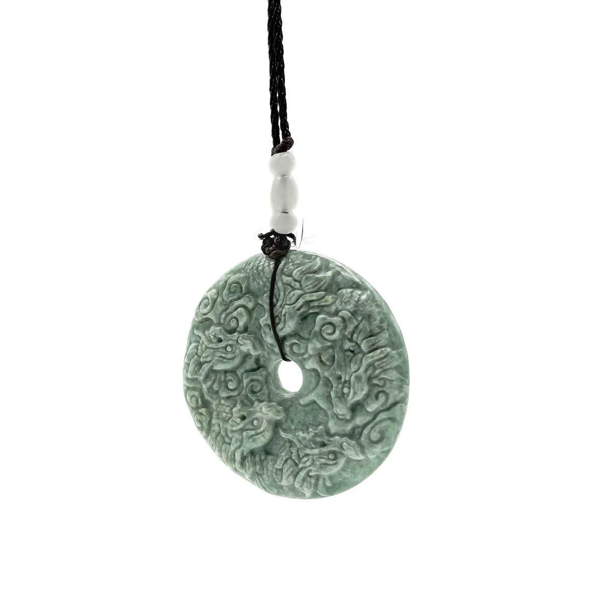 Certified Green Natural Type A Jade Jadeite Pendant Nine Dragons Circle Donut - Image 6