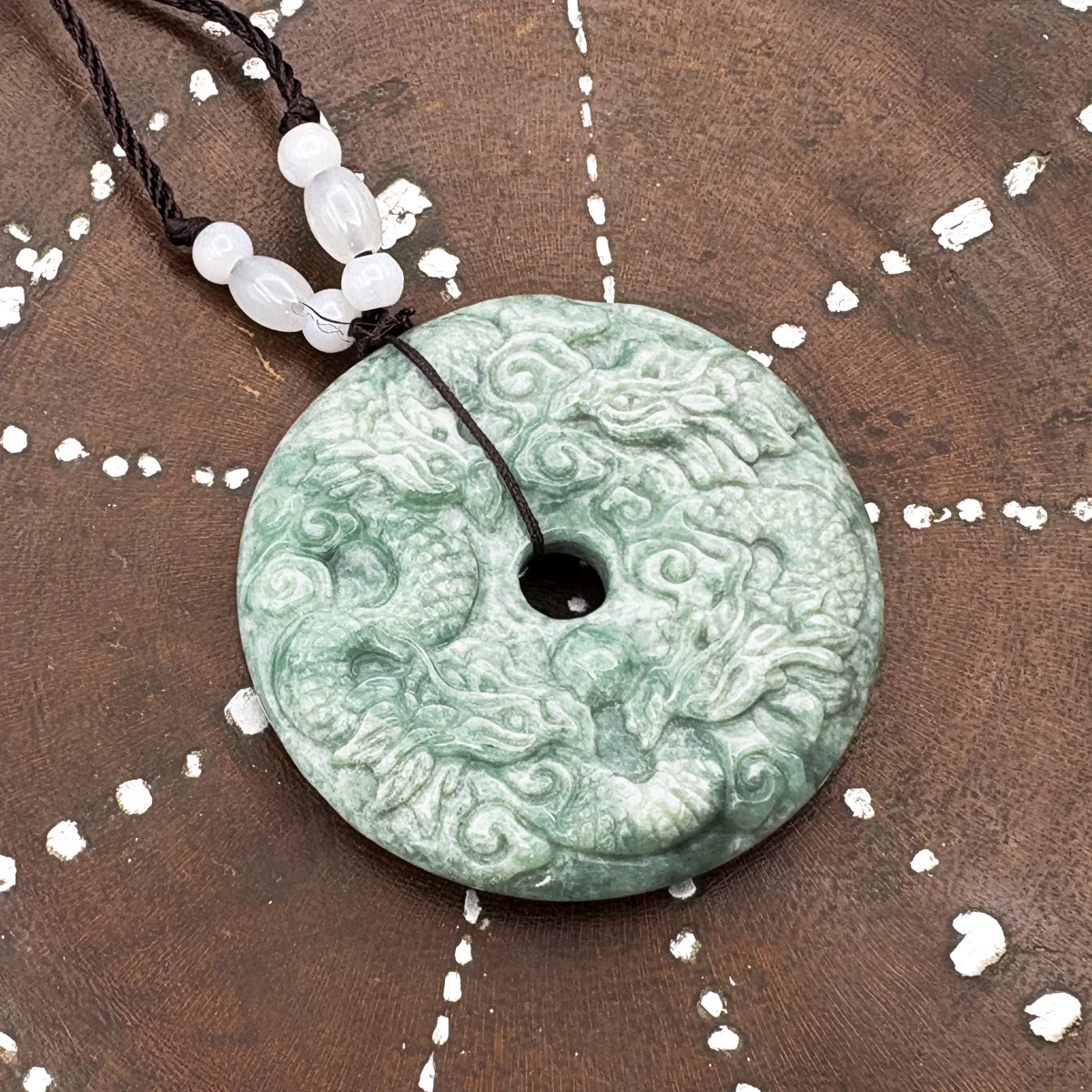 Certified Green Natural Type A Jade Jadeite Pendant Nine Dragons Circle Donut - Image 7