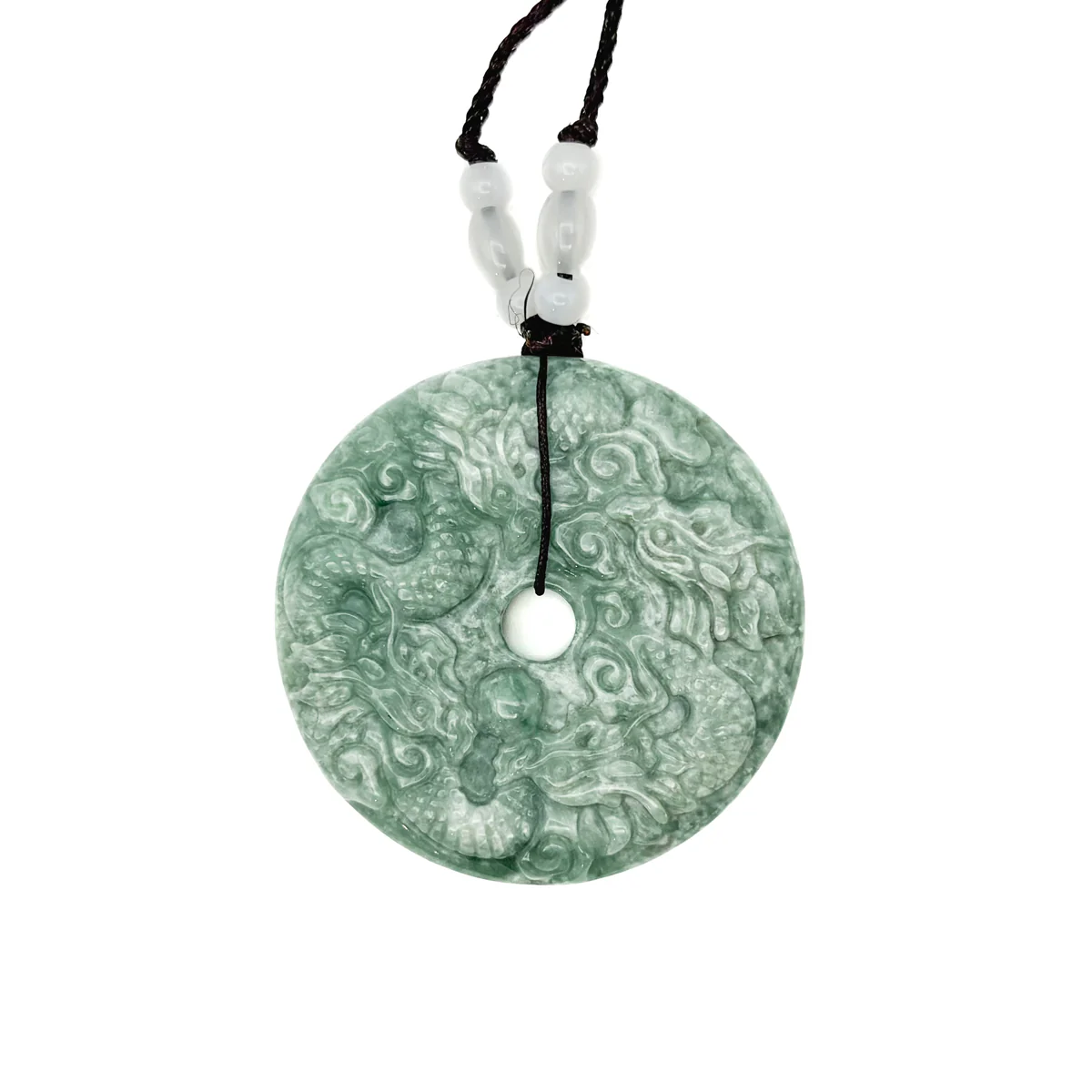 Certified Green Natural Type A Jade Jadeite Pendant Nine Dragons Circle Donut - Image 8