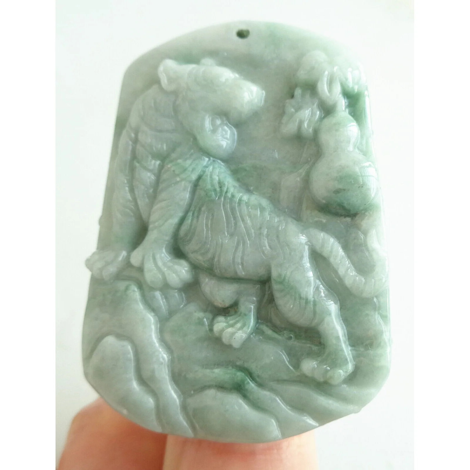 Certified Green Natural Type A Jade Jadeite Tiger Mountain Pendant - Image 11
