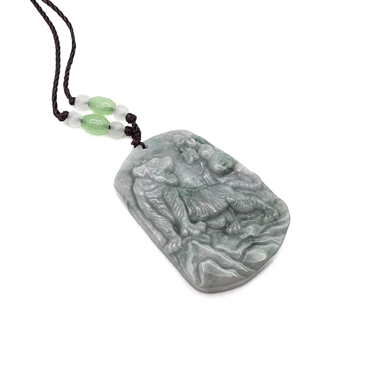 Certified Green Natural Type A Jade Jadeite Tiger Mountain Pendant - Image 2