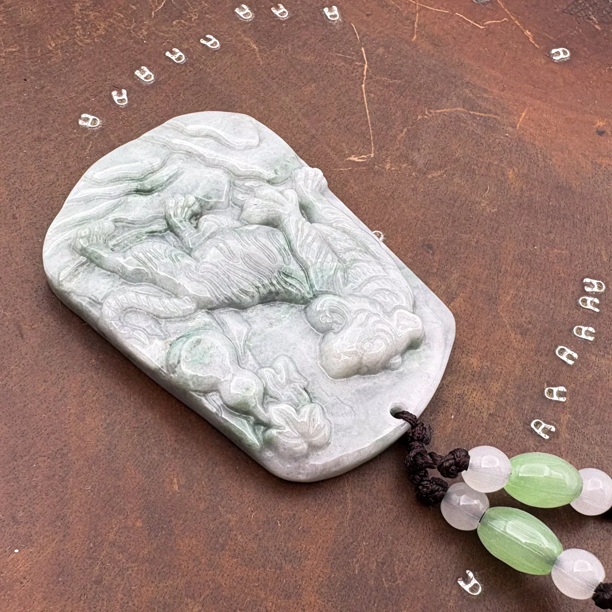 Certified Green Natural Type A Jade Jadeite Tiger Mountain Pendant - Image 4