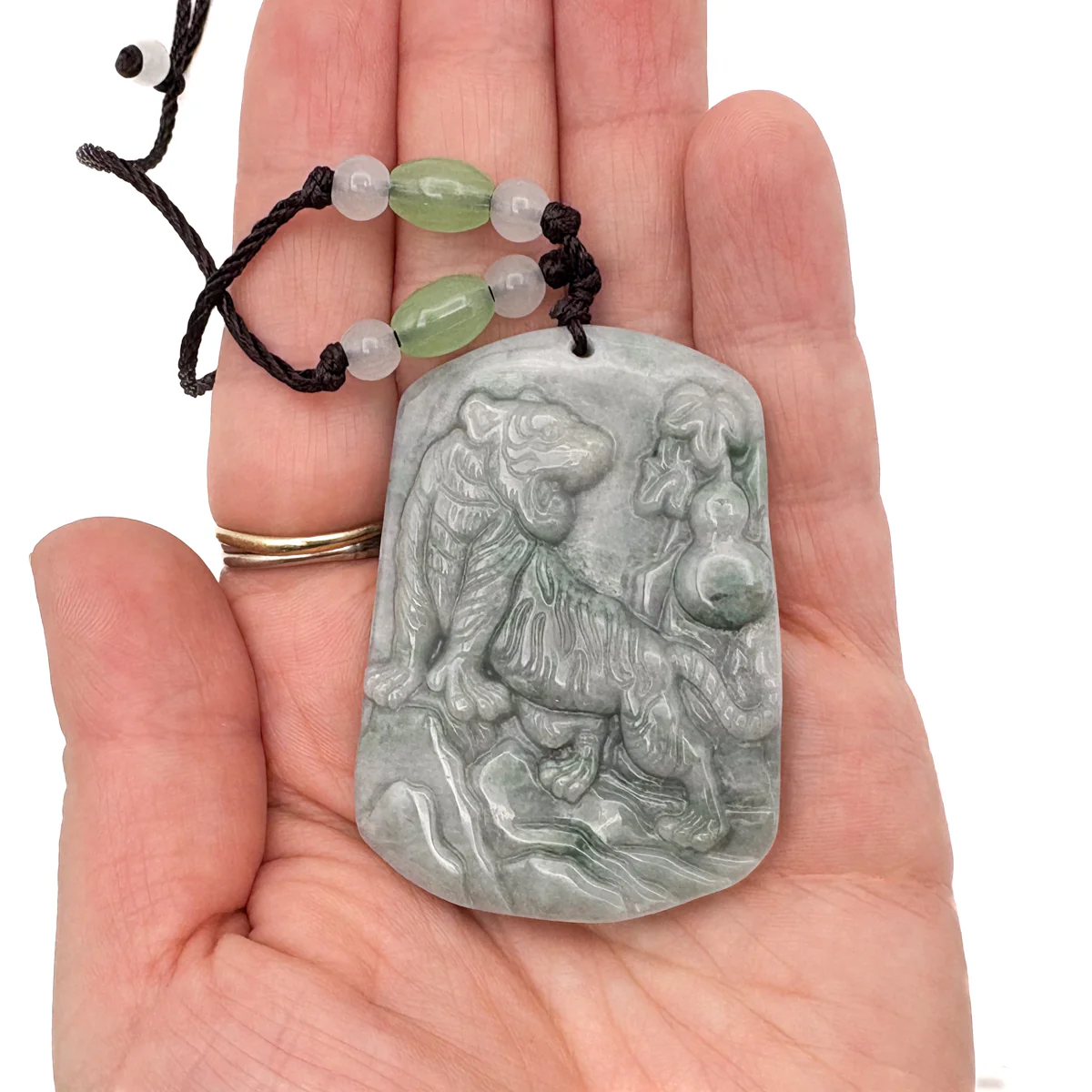 Certified Green Natural Type A Jade Jadeite Tiger Mountain Pendant - Image 9