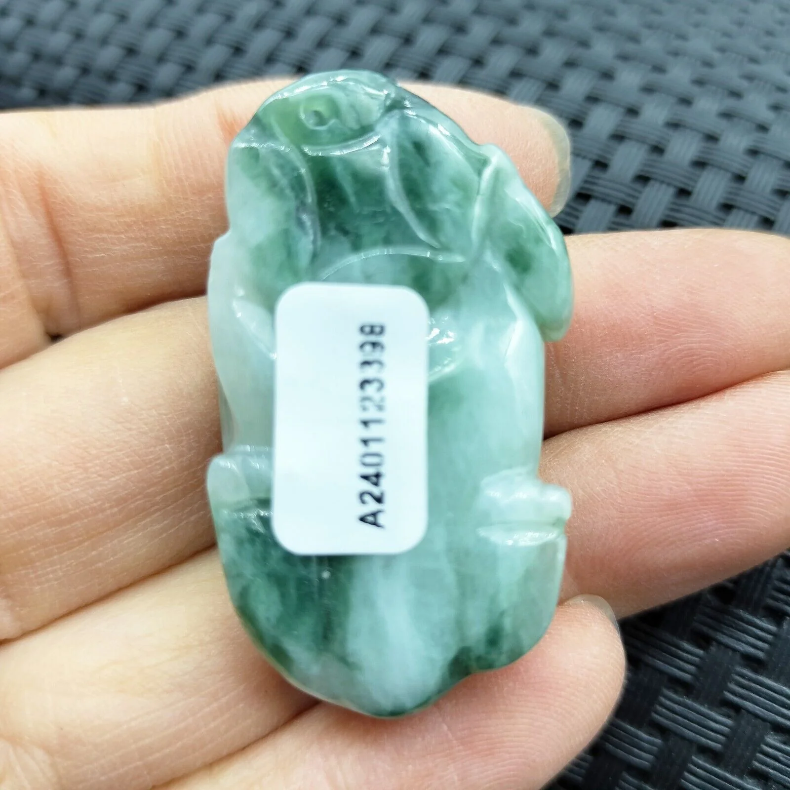 Certified Green Natural Type A Jadeite Carved Dragon Pi Xiu Ruyi Coin Pendant - Image 8