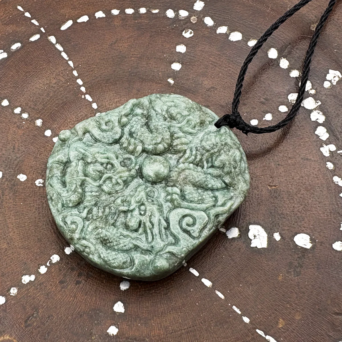 Certified Green Natural Type A Jadeite Guanyin Kwan Yin God Nine Dragons Pendant - Image 11