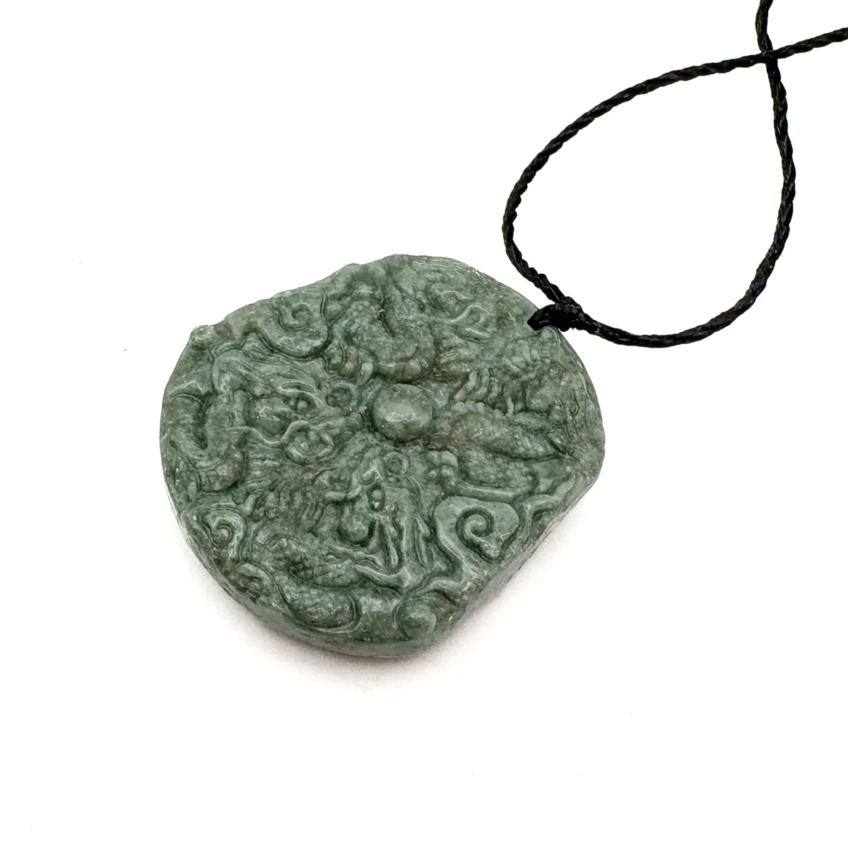 Certified Green Natural Type A Jadeite Guanyin Kwan Yin God Nine Dragons Pendant - Image 12