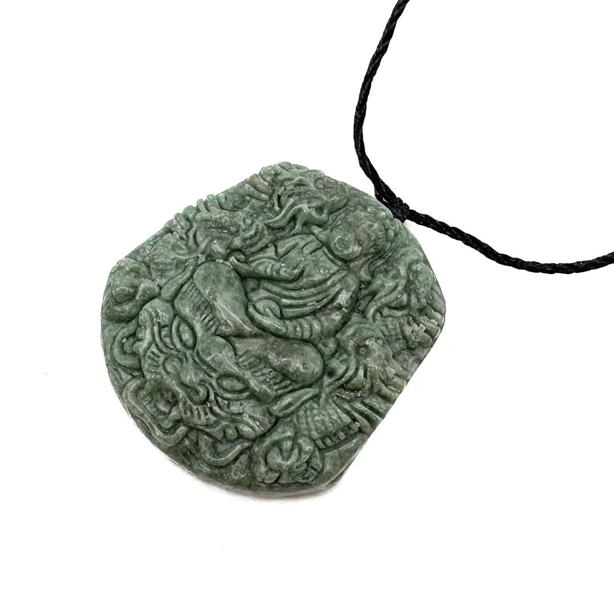 Certified Green Natural Type A Jadeite Guanyin Kwan Yin God Nine Dragons Pendant - Image 13