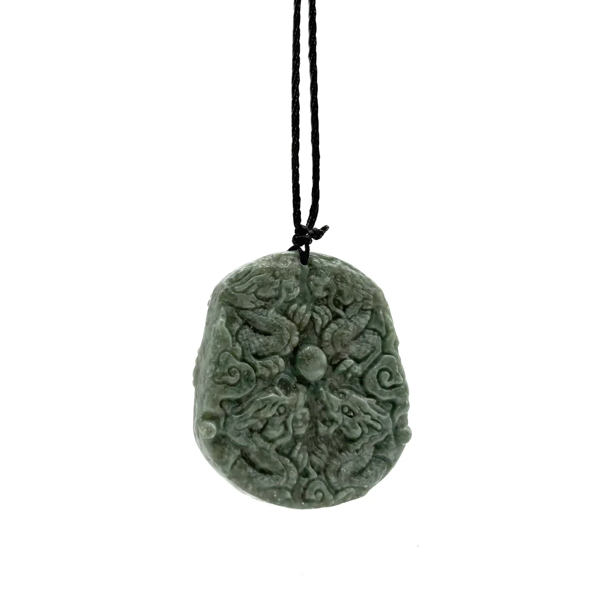 Certified Green Natural Type A Jadeite Guanyin Kwan Yin God Nine Dragons Pendant - Image 14