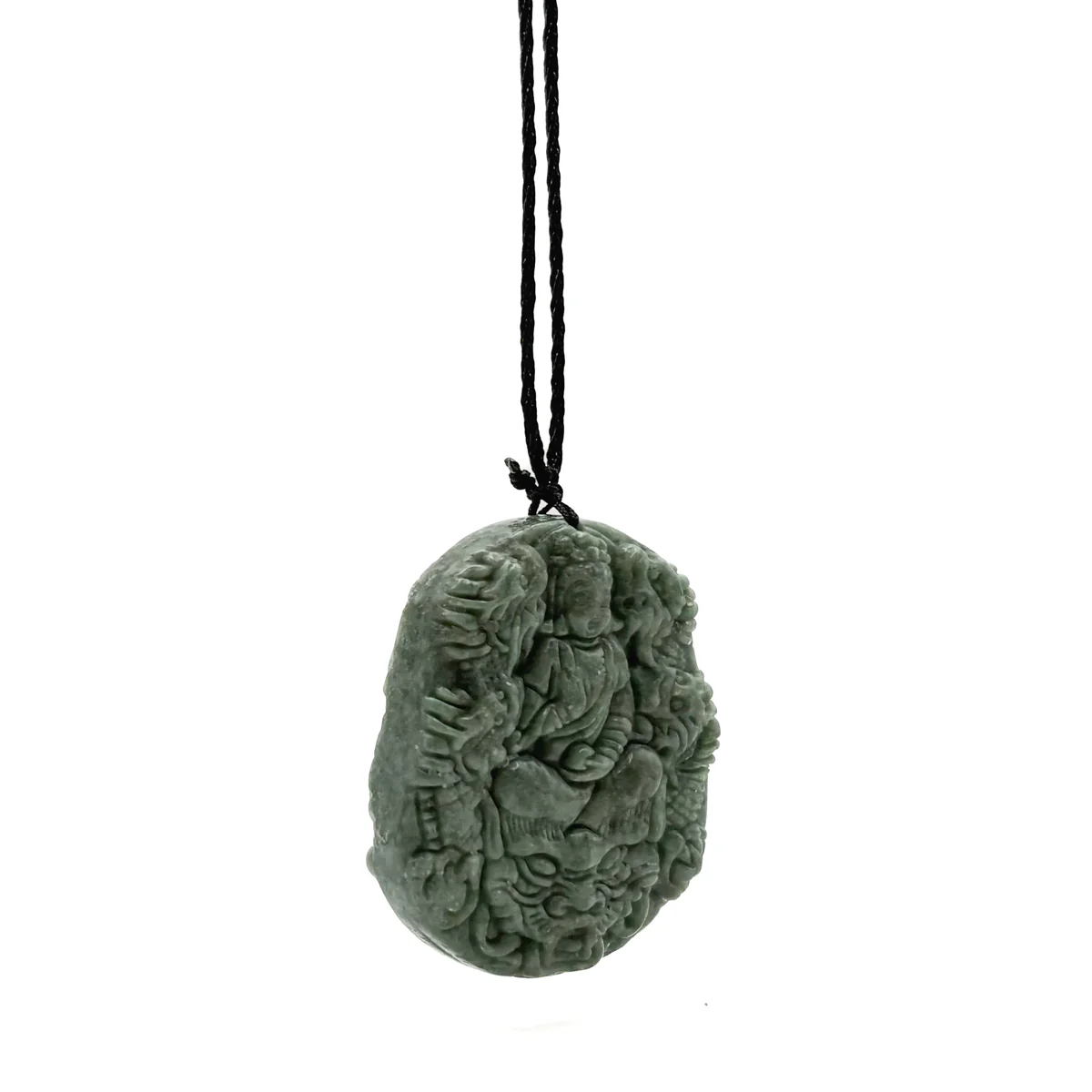 Certified Green Natural Type A Jadeite Guanyin Kwan Yin God Nine Dragons Pendant - Image 15