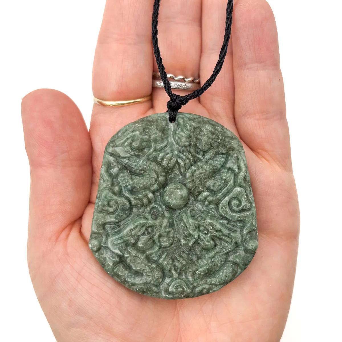 Certified Green Natural Type A Jadeite Guanyin Kwan Yin God Nine Dragons Pendant - Image 18