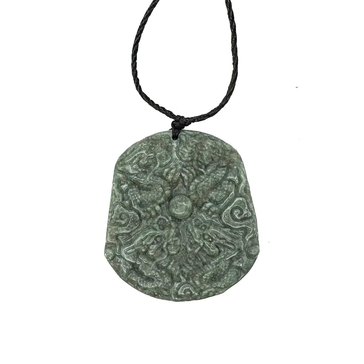 Certified Green Natural Type A Jadeite Guanyin Kwan Yin God Nine Dragons Pendant - Image 4