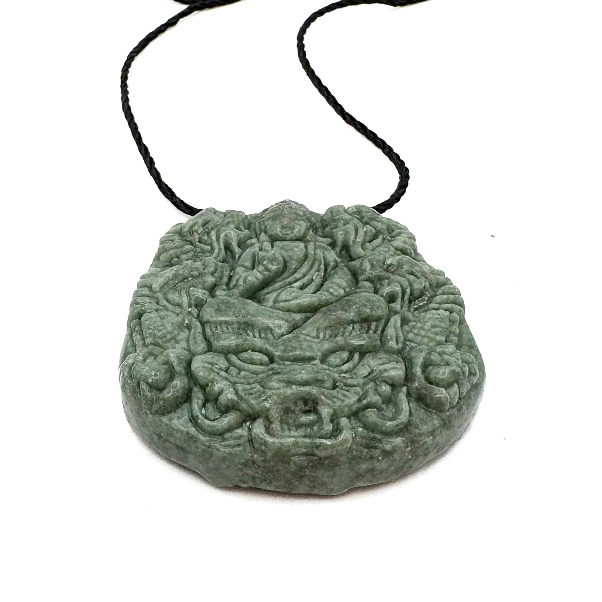 Certified Green Natural Type A Jadeite Guanyin Kwan Yin God Nine Dragons Pendant - Image 6