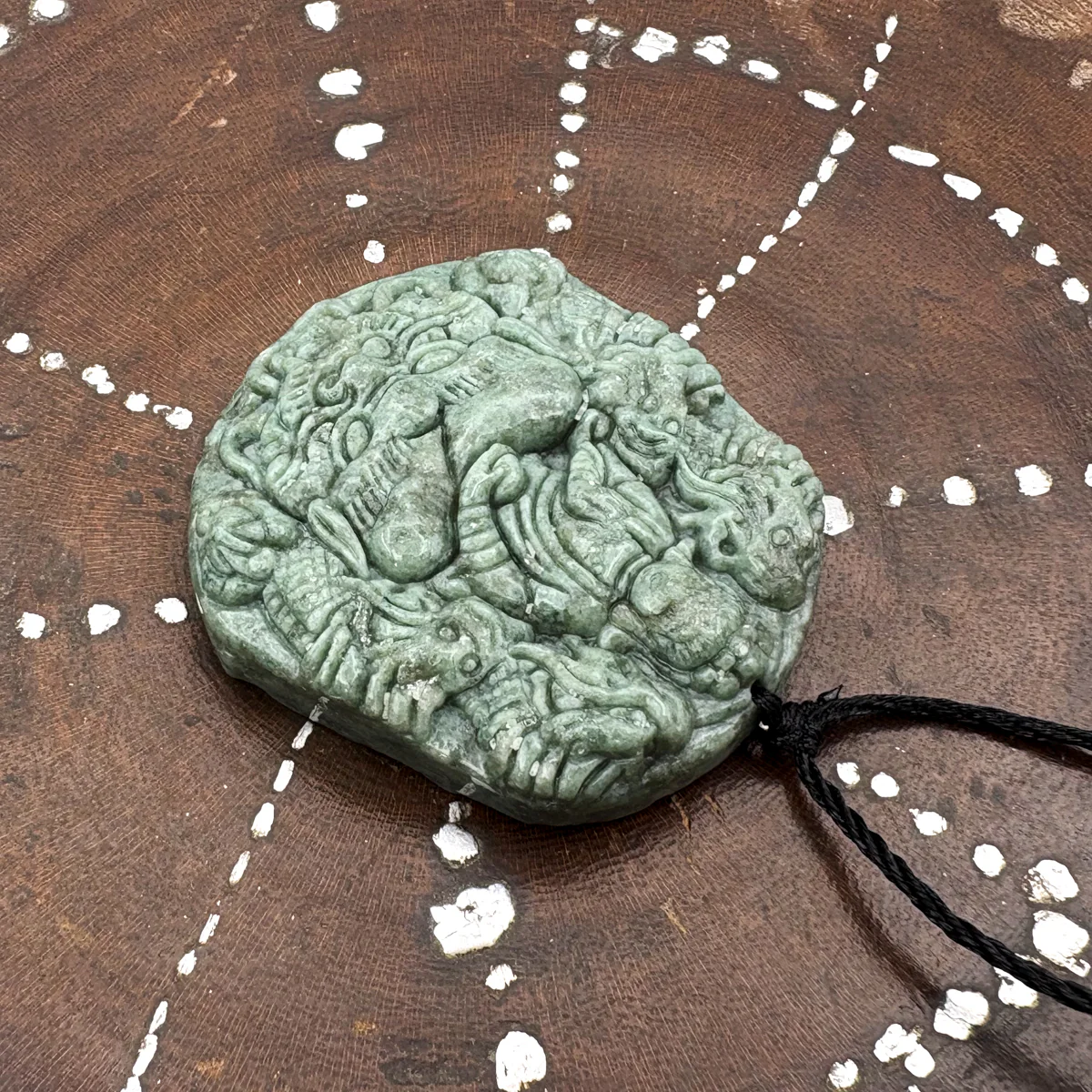 Certified Green Natural Type A Jadeite Guanyin Kwan Yin God Nine Dragons Pendant - Image 7